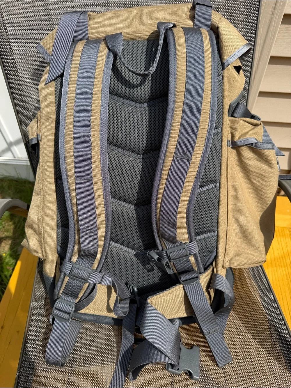L.L. Bean Tan and Gray Canvas Rucksack Backpack